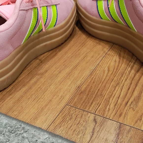 Adidas Pink Sneakers with Green and Blue Stripes - Picture 5 of 10